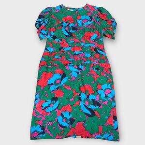 Vintage Flora Kung II Petite Women Dress Size 10 100% Silk Tulip Sleeve Feminine